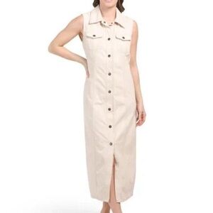House of Harlow 1960 Women's Cream Maxi Denim Dress Size XS